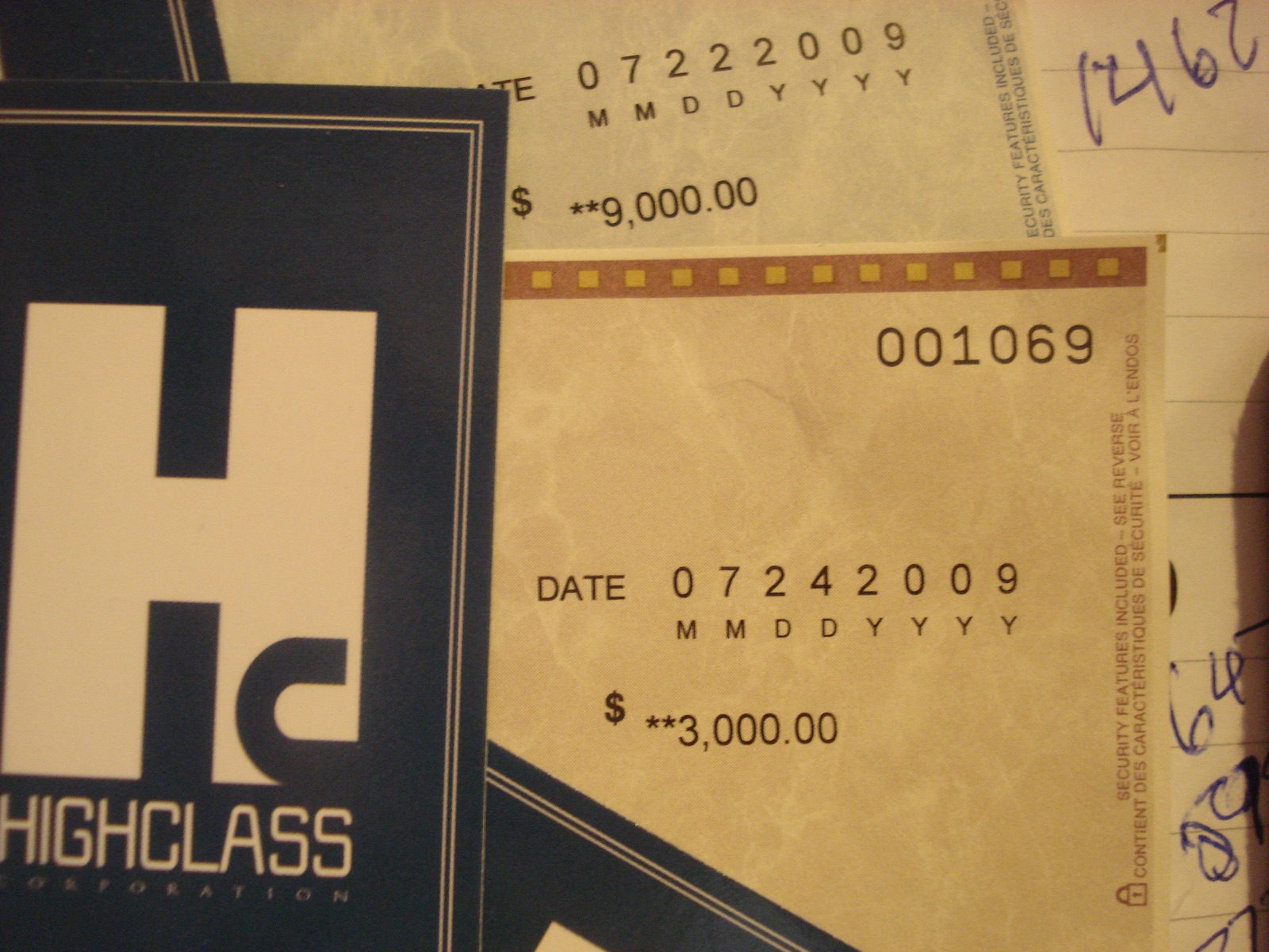 My first real cheques. July 2009. HIGHCLASS. The wins came after a lot of losses I never posted about.